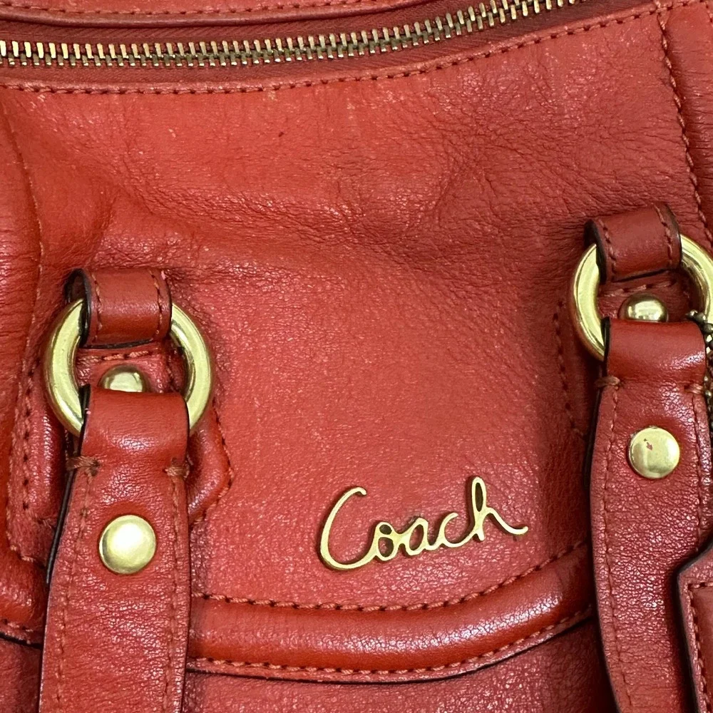 Vintage Coach Ashley Satchel Handbag Womens Red Leather Removable Strap Bag